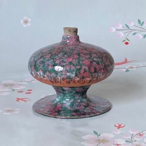 VTG I Ceramic Perfume Oil Corked Flacon Bottle & Pedestal